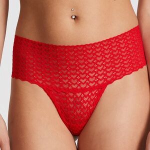 PINK Heart Lace Red Panty Women Size Small